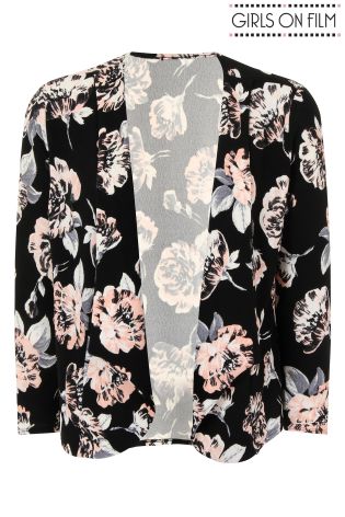 Girls On Film Curve Floral Print Waterfall Jacket